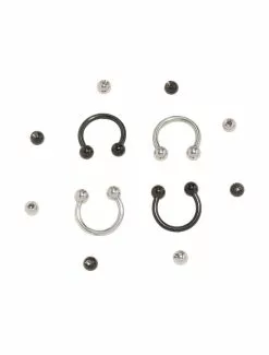 Steel Basic Silver & Black Circular Barbell 4 Pack