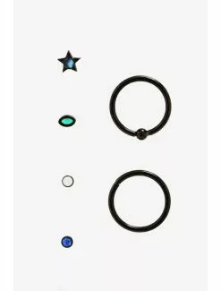 Steel Black Star Nose Stud & Hoop 6 Pack -Hoodies And Sweaters Shop 11791367 av2