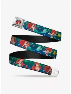 BUCKLEDOWN Disney The Little Mermaid Ariel Poses Flounder Seatbelt Belt