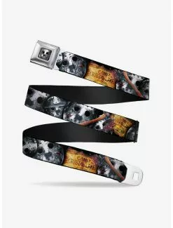 BUCKLEDOWN Friday The 13th Welcome To Camp Crystal Lake Jason Mask Axe Seatbelt Belt