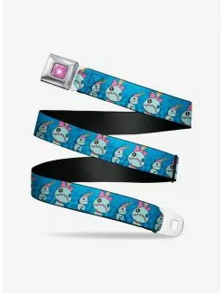 BUCKLEDOWN Disney Lilo & Stitch Scrump Poses Hibiscus Flowers Seatbelt Belt