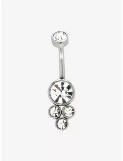 14G Steel Clear CZ Drop Navel Barbell
