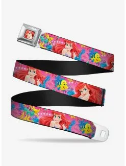 BUCKLEDOWN Disney The Little Mermaid Ariel Flounder And Fish Trio Seatbelt Belt