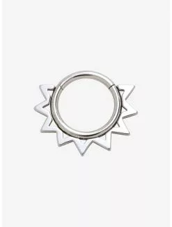 Steel Silver Sunburst Septum Clicker