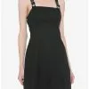 Black Buckle Strap Pinafore Dress