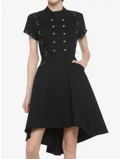 Black Hardware Hi-Low Dress