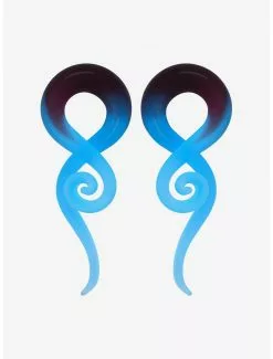 Glass Swirl Blue Ombre Hanger Taper Plug 2 Pack