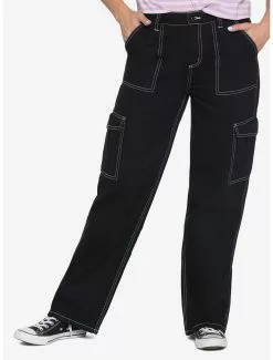 Black & White Stitch Hi-Rise Carpenter Pants