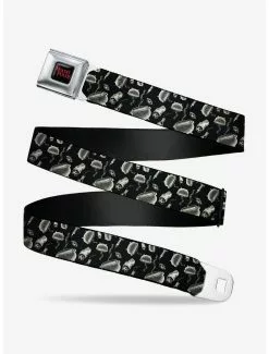BUCKLEDOWN Disney Hocus Pocus Elements Collage Black White Seatbelt Belt