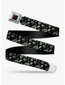 BUCKLEDOWN Disney Hocus Pocus Elements Collage Black White Seatbelt Belt