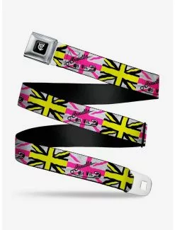 BUCKLEDOWN Disney Cruella De Vil Safety Pin Union Jack Seatbelt Belt