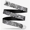 BUCKLEDOWN Bandana Skull Print Seatbelt Belt White Black