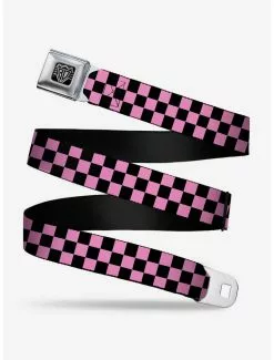BUCKLEDOWN Checker Print Seatbelt Belt Baby Pink