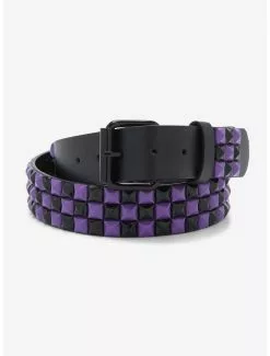 Black & Purple Three Row Pyramid Belt