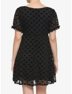 Black Flocked Heart Babydoll Dress -Hoodies And Sweaters Shop 16916106 av2