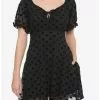 Black Flocked Heart Babydoll Dress -Hoodies And Sweaters Shop 16916106 hi