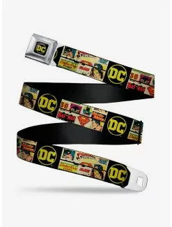 BUCKLEDOWN DC Comics Vintage Superhero Logos Seatbelt Belt