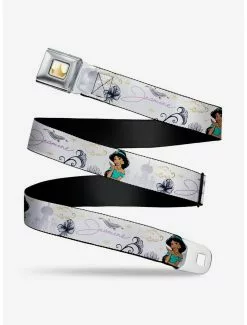 BUCKLEDOWN Disney Aladdin Jasmine Palace Flowers Seatbelt Belt