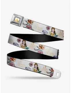 BUCKLEDOWN Disney Beauty And The Beast Belle Flowers Seatbelt Belt