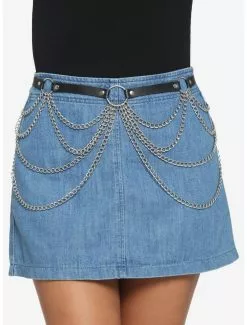 Black Multi Drop Chain Belt