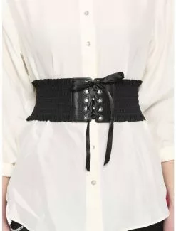 Black Ruffle Lace-Up Corset