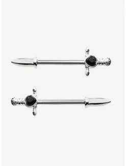 14G Steel Heart Sword Nipple Barbell 2 Pack