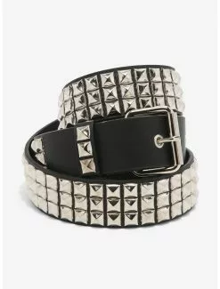 Three Row Pyramid Stud Belt Plus Size