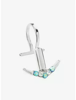 Steel Silver Blue Gem Faux Labret Cuff