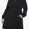 Black Statement Collar Skull Button Dress -Hoodies And Sweaters Shop 17790708 hi