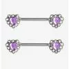 14G Steel Silver Purple Heart Gem Nipple Barbell 2 Pack -Hoodies And Sweaters Shop 17957360 hi