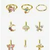 Steel Gold Cottagecore Nose Stud & Hoop 9 Pack -Hoodies And Sweaters Shop 17958979 hi