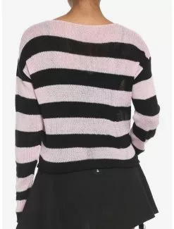SOCIALCOLLISION Black & Pink Stripe Girls Crop Sweater 7 SOCIALCOLLISION Black & Pink Stripe Girls Crop Sweater -Hoodies And Sweaters Shop 18098496 av2