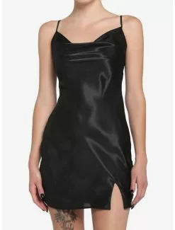 Black Satin Slip Dress