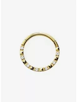 16G Steel Gold CZ Septum Clicker