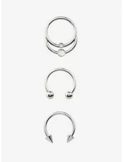 16G Steel Opal Circular Barbell & Captive Hoop 3 Pack