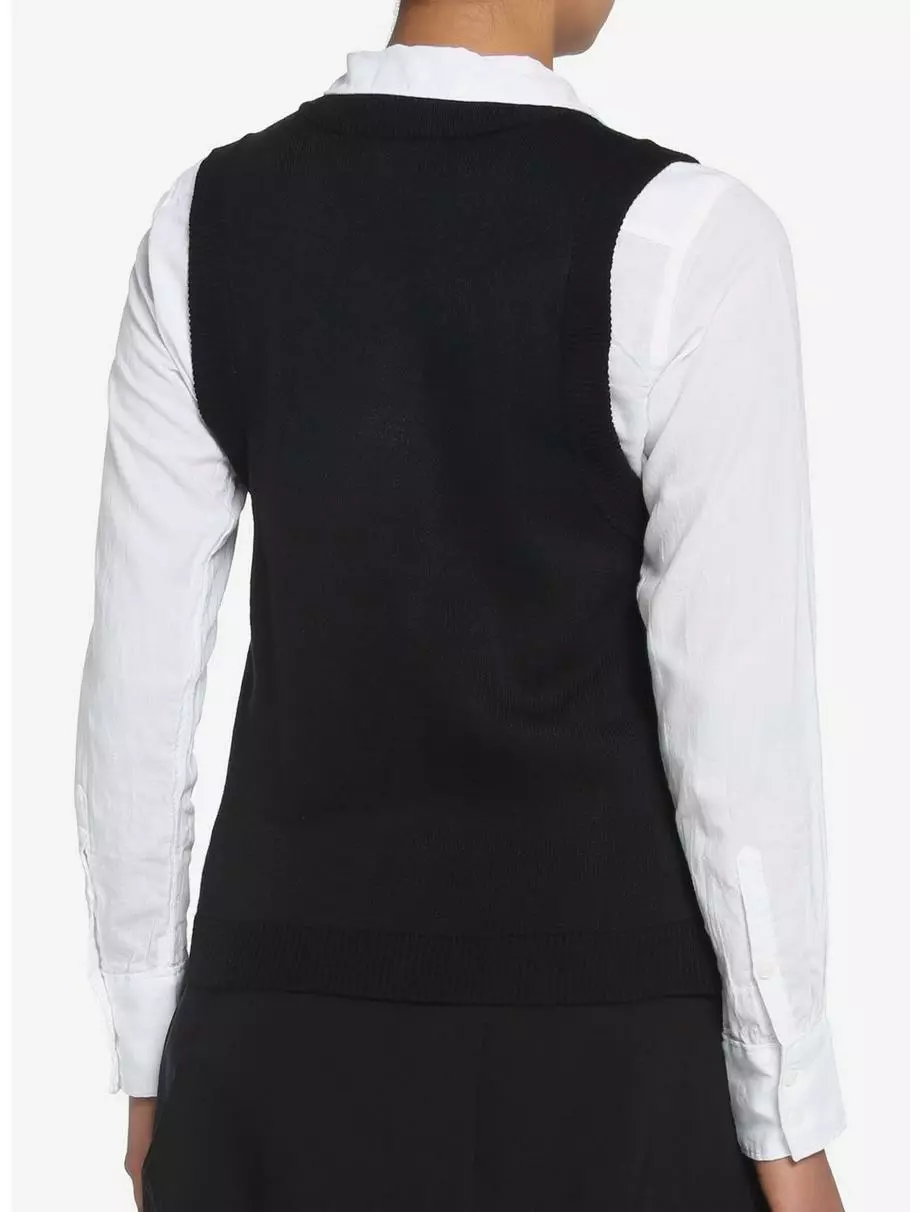 SOCIALCOLLISION Black Skull Argyle Girls Sweater Vest 5 SOCIALCOLLISION Black Skull Argyle Girls Sweater Vest - Image 3