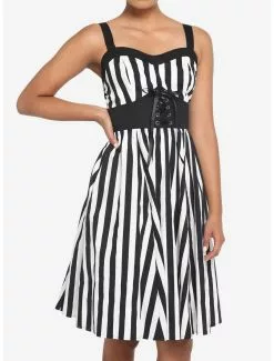 THORN&FABLE Black & White Stripe Corset Dress