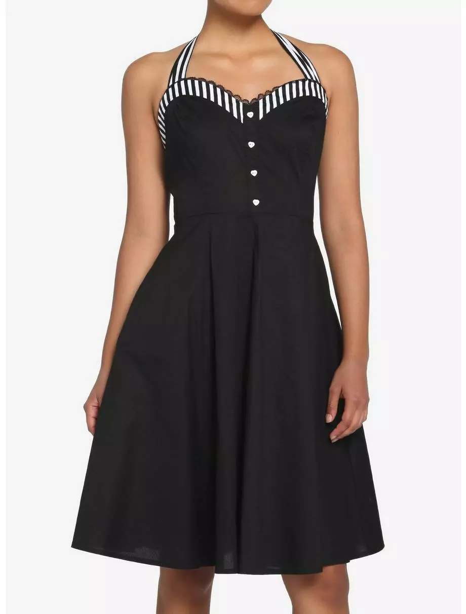 THORN&FABLE Black & White Stripe Retro Halter Dress 3 THORN&FABLE Black & White Stripe Retro Halter Dress