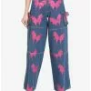 Pink Butterfly Denim Cargo Pants