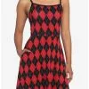 SOCIALCOLLISION Red & Black Argyle Dress 1 SOCIALCOLLISION Red & Black Argyle Dress -Hoodies And Sweaters Shop 18653454 hi