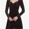COSMICAURA Velvet Damask Long-Sleeve Dress -Hoodies And Sweaters Shop 18815319 hi