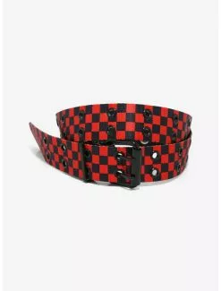 Black & Red Checkered Grommet Belt