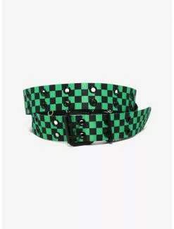 Black & Green Checker Grommet Belt