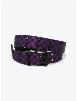 Black & Purple Checkered Grommet Belt