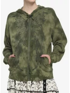THORN&FABLE Fairy Wings Green Tie-Dye Girls Hoodie