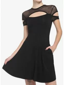 SOCIALCOLLISION Black Fishnet Cutout Dress