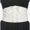 Ivory Faux Leather Lace-Up Corset 2 Ivory Faux Leather Lace-Up Corset -Hoodies And Sweaters Shop 19191195 hi