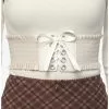 Ivory Ruffle Lace-Up Corset -Hoodies And Sweaters Shop 19191406 hi
