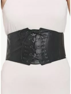 Black Notch Lace-Up Corset