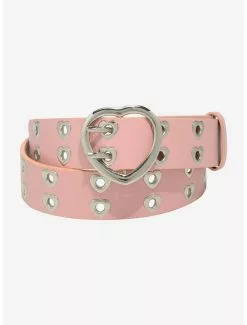 Pastel Pink Heart Grommet Belt